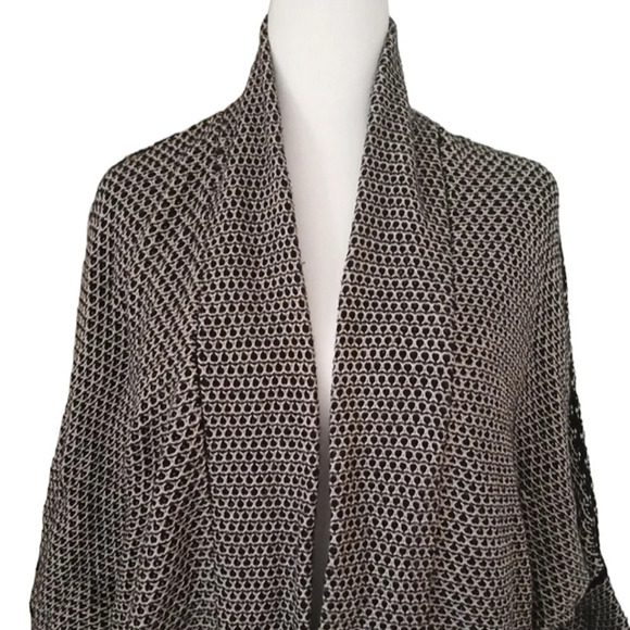 Splendid Loose Knit Cotton Silk Blend Black & White Open Front Cardigan Medium - Picture 3 of 8